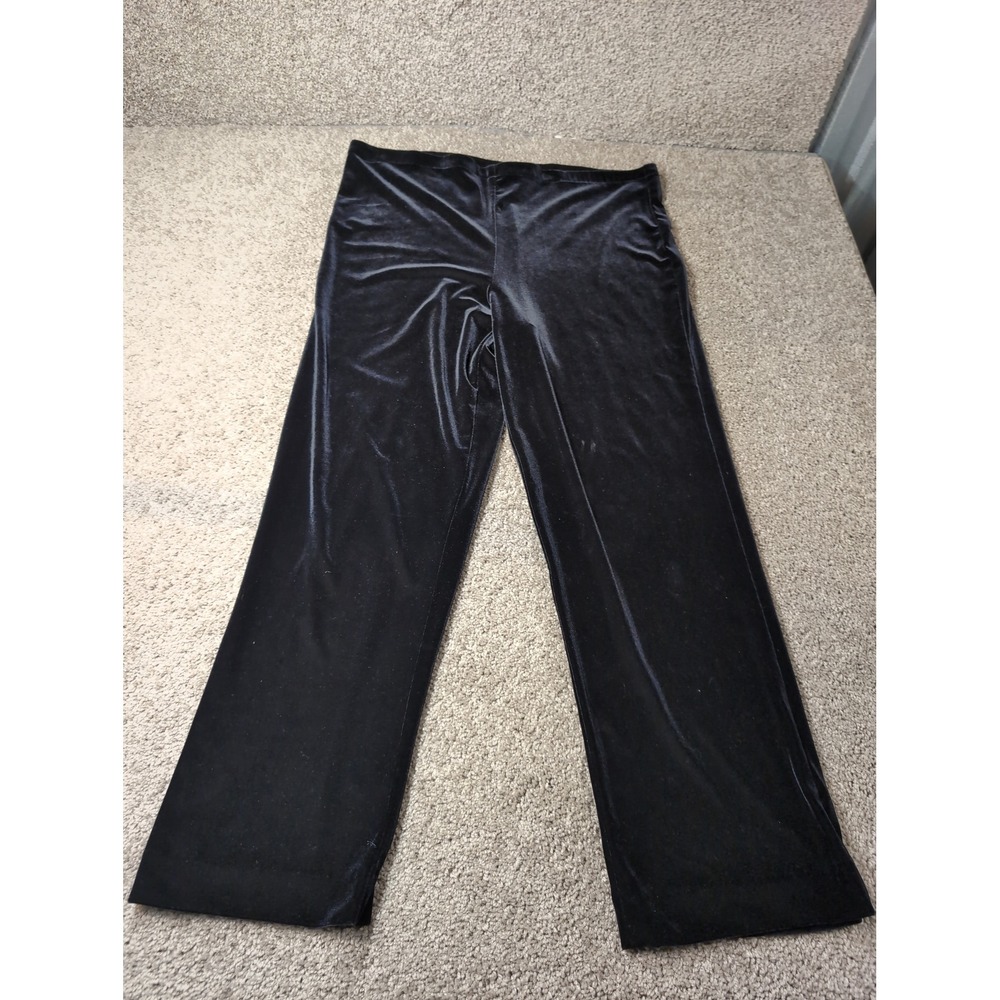 JR Nites by Caliendo Womens Black Velvet‎ Straight Leg Pants Size Large USA Made